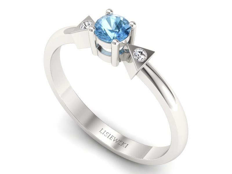 Pierścionek z topazem i brylantami białe złoto - P15275btp - 3