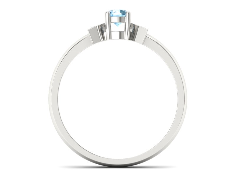 Pierścionek z topazem i brylantami białe złoto - P15275btp - 2