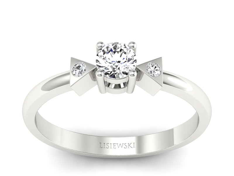 Złoty pierścionek z brylantami białe złoto - P15275bV - 1