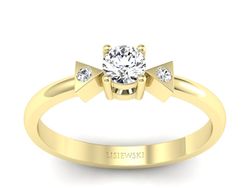 Złoty pierścionek z brylantami żółte złoto - P15275zP