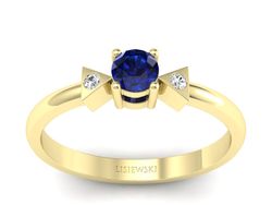 Złoty pierścionek z szafirem i brylantami - P15275zsz
