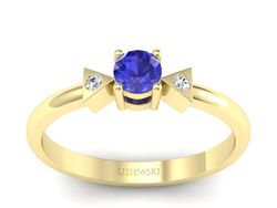 Złoty pierścionek z szafirem i brylantami - P15275zszc