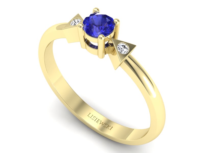 Złoty pierścionek z szafirem i brylantami - P15275zszc - 3