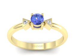 Pierścionek z tanzanitem i brylantami żółte złoto - P15275zt