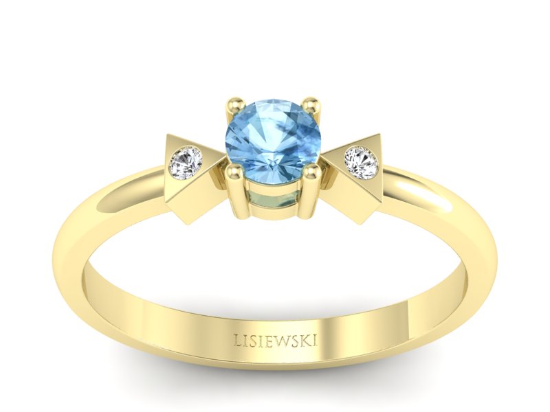 Złoty pierścionek z topazem i brylantami - P15275ztp - 1