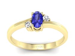 Złoty pierścionek z szafirem i diamentami złoto - P15276zszc
