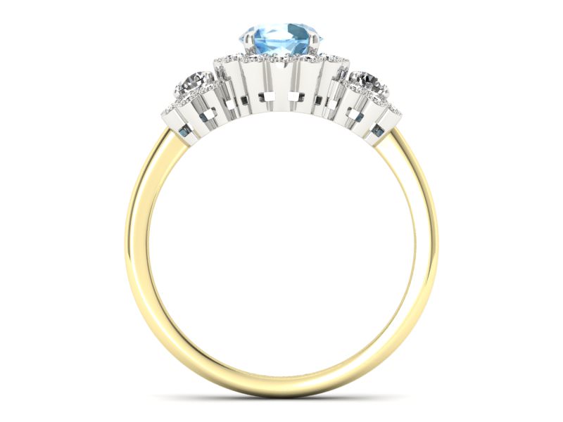 Złoty pierścionek topaz i brylanty złoto - P15278zba - 2