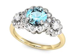 Złoty Pierścionek topaz i brylanty złoto 585 - P15278zba