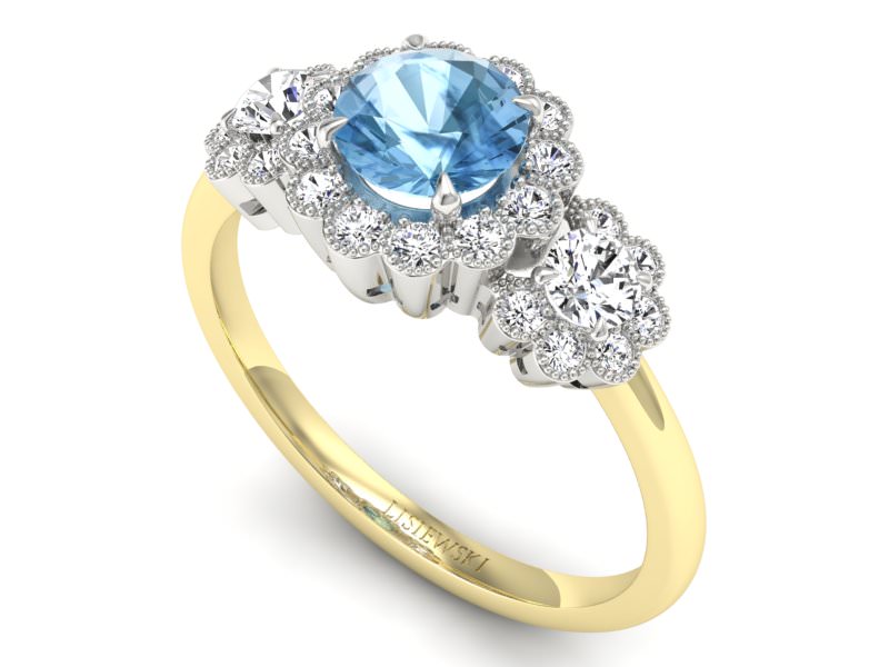 Złoty pierścionek topaz i brylanty złoto - P15278zba - 3
