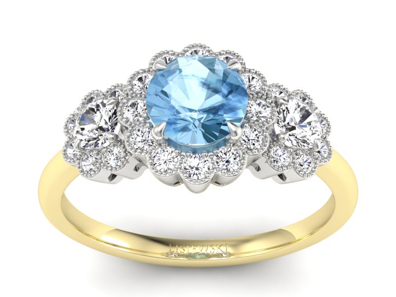 Złoty pierścionek topaz i brylanty złoto - P15278zba - 1