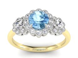 Złoty pierścionek topaz i brylanty złoto - P15278zba