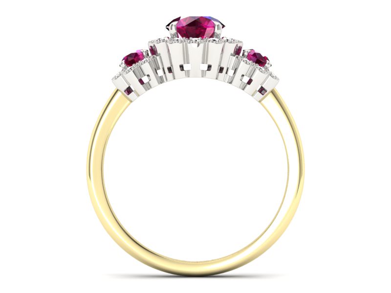 Pierścionek z rubinami i diamentami - P15278zbvr - 2