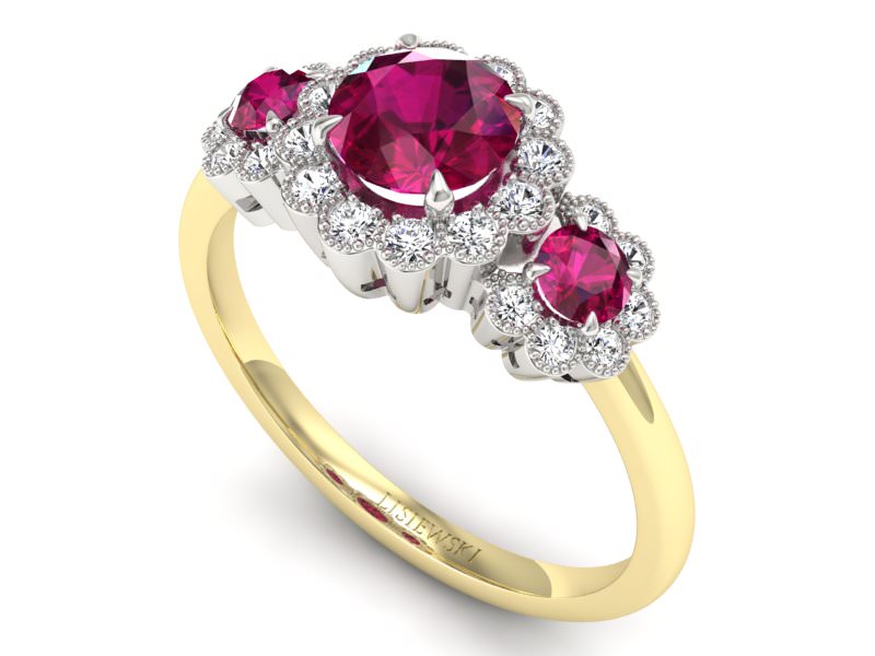 Pierścionek z rubinami i diamentami - P15278zbvr - 3