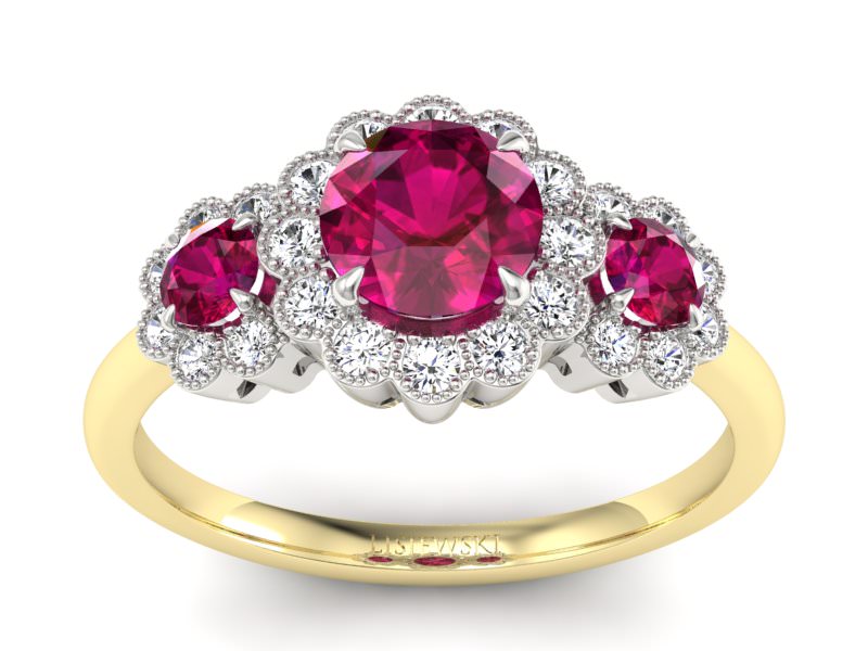 Pierścionek z rubinami i diamentami - P15278zbvr - 1