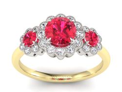 Pierścionek z rubinami i diamentami - P15278zbvr1