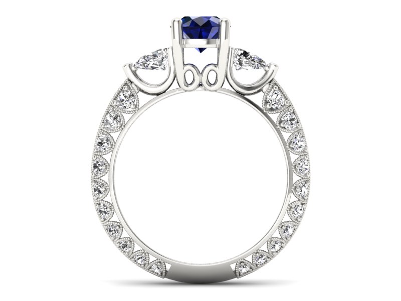 Złoty pierścionek z szafirem i diamentami - P15279bsz - 2
