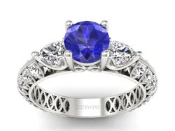 Złoty pierścionek z szafirem i diamentami - P15279bszc