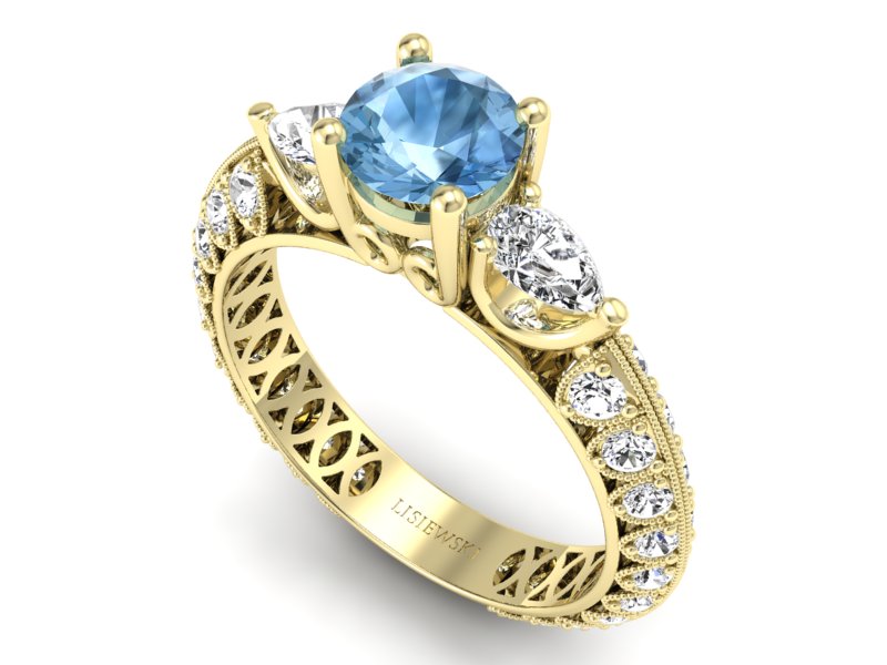 Pierścionek topaz z diamentami żółte złoto - P15279za - 3