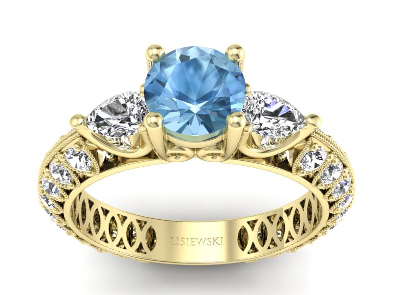Pierścionek topaz z diamentami żółte złoto - P15279za - 1
