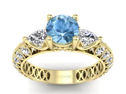 Pierścionek topaz z diamentami żółte złoto - P15279za