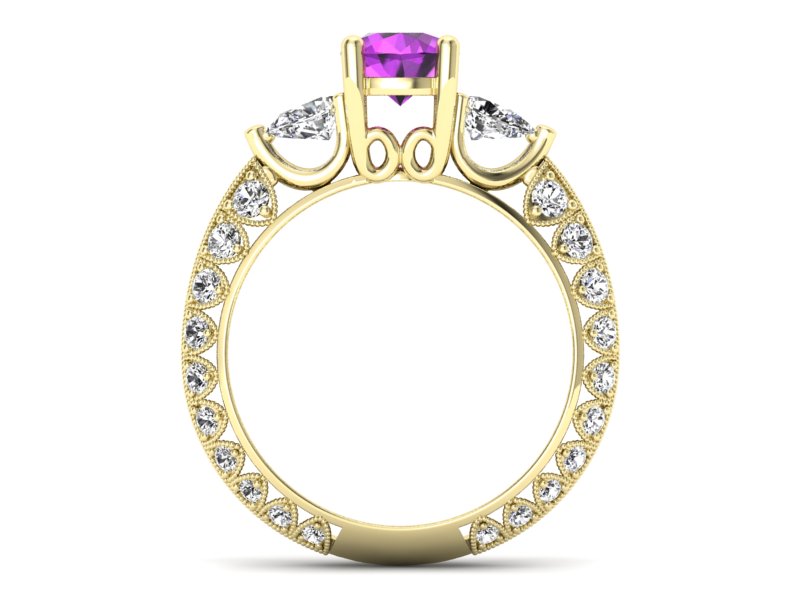 Pierścionek z ametystem i diamentami - P15279zat - 2