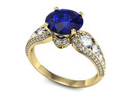 Złoty pierścionek z szafirem i diamentami złoto - P15280zszc