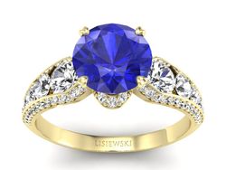 Złoty pierścionek z szafirem i diamentami złoto - P15280zszc