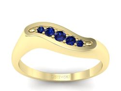 Złoty pierścionek z szafirami żółte złoto - P15281zsz