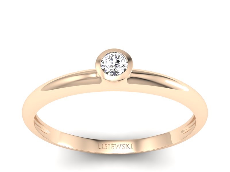 Złoty pierścionek z brylantem różowe złoto - P15284c - 1