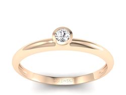 Złoty pierścionek z brylantem różowe złoto - P15284c