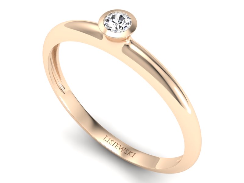 Złoty pierścionek z brylantem różowe złoto - P15284c - 3