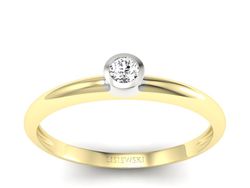 Pierścionek z diamentem żółte i białe złoto - P15284zb