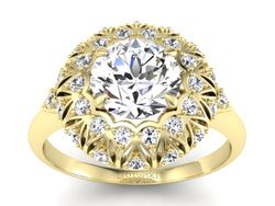 Złoty pierścionek z brylantami żółte złoto - P15286z