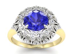 Pierścionek z szafirem i diamentami - P15286zbszc