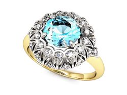 Pierścionek topaz i brylanty złoto 585próba 585 - P15286zbtp