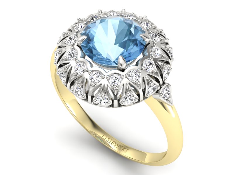 Pierścionek topaz i brylanty złoto - P15286zbtp - 3