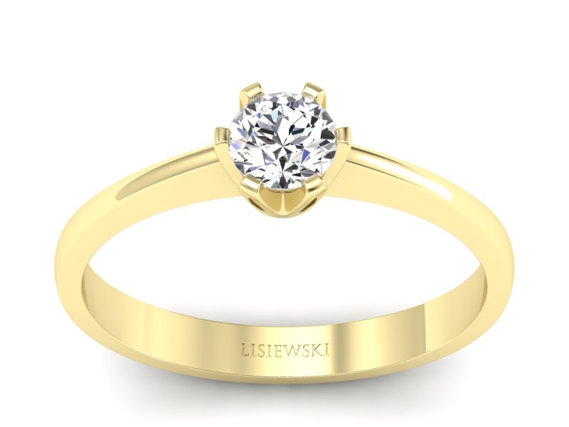 Złoty pierścionek z brylantem żółte złoto - P15290 - 1