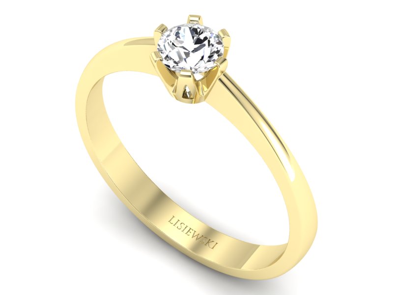 Złoty pierścionek z brylantem żółte złoto - P15290 - 3