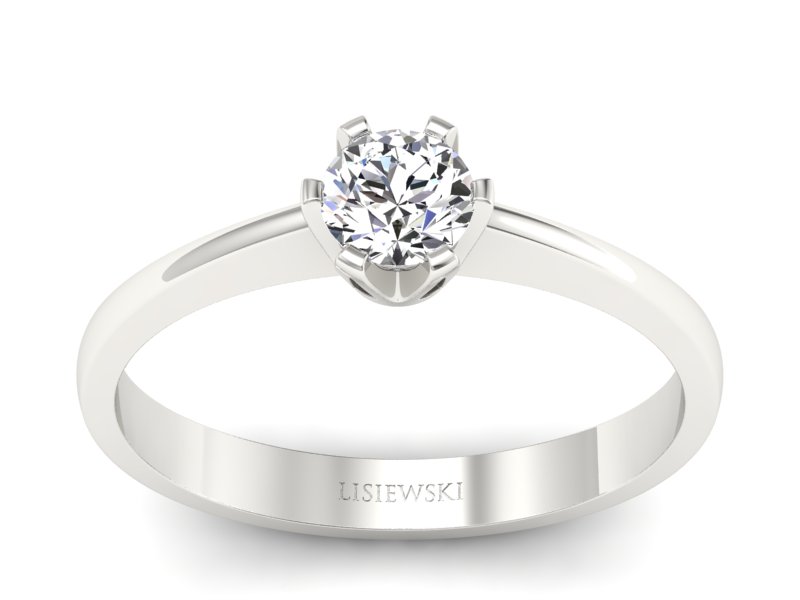 Złoty pierścionek z brylantem białe złoto - P15290b - 1