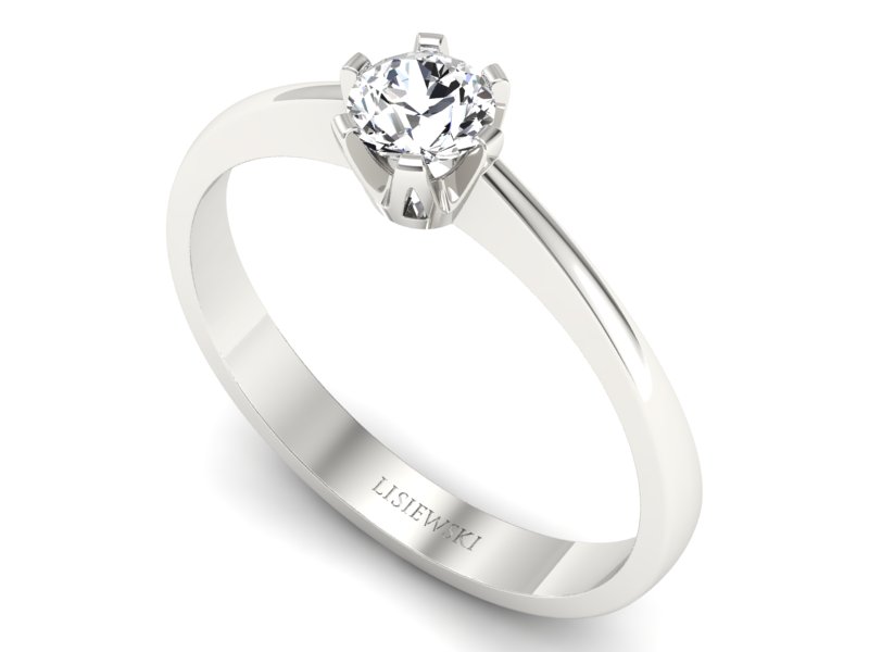 Złoty pierścionek z brylantem białe złoto - P15290b - 3