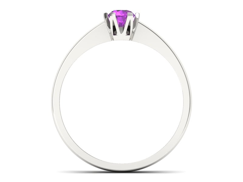 Pierścionek z białego złota z ametystem brylantowym - P15290bat