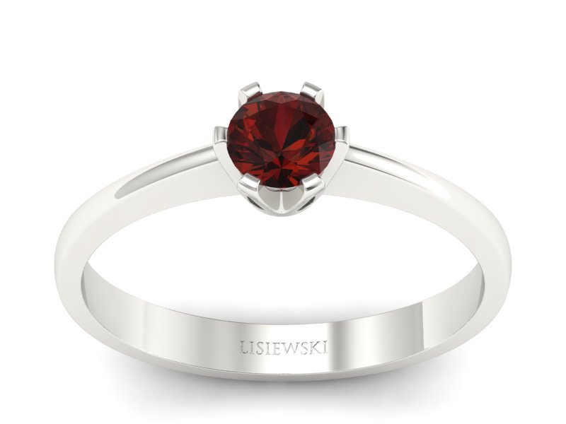 Złoty pierścionek z granatem białe złoto - P15290bgr - 1