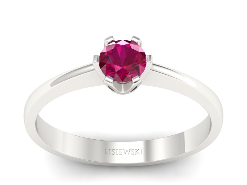 Złoty pierścionek z rubinem białe złoto - P15290br - 1