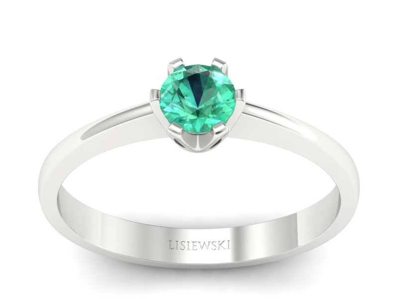 Pierścionek z białego złota ze szmaragdem brylantowym - P15290bsm - 1