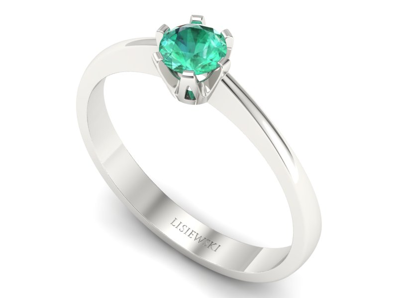 Pierścionek z białego złota ze szmaragdem brylantowym - P15290bsm - 3