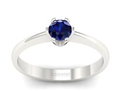 Złoty pierścionek z szafirem białe złoto - P15290bsz