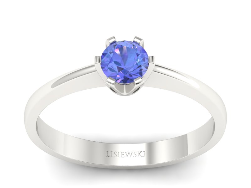 Złoty pierścionek z tanzanitem białe złoto - P15290bt - 1