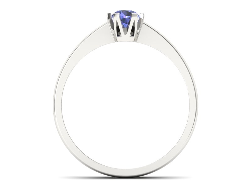 Pierścionek z białego złota z tanzanitem brylantowym - P15290bt
