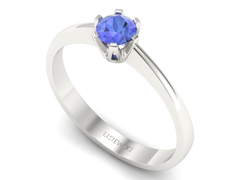 Złoty pierścionek z tanzanitem białe złoto - P15290bt - 3