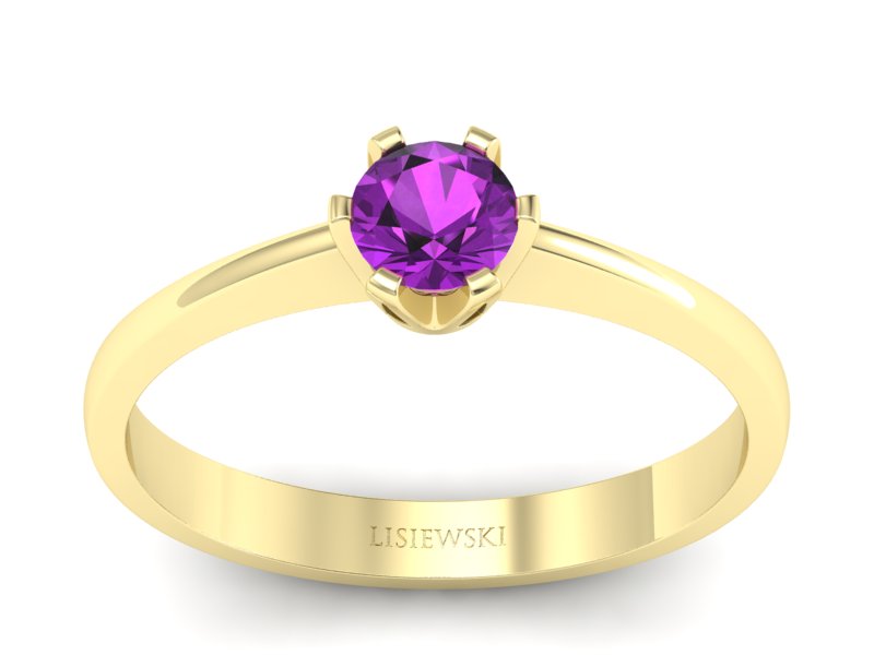 Złoty Pierścionek z ametystem żółte złoto 585 - P15290zat - 1